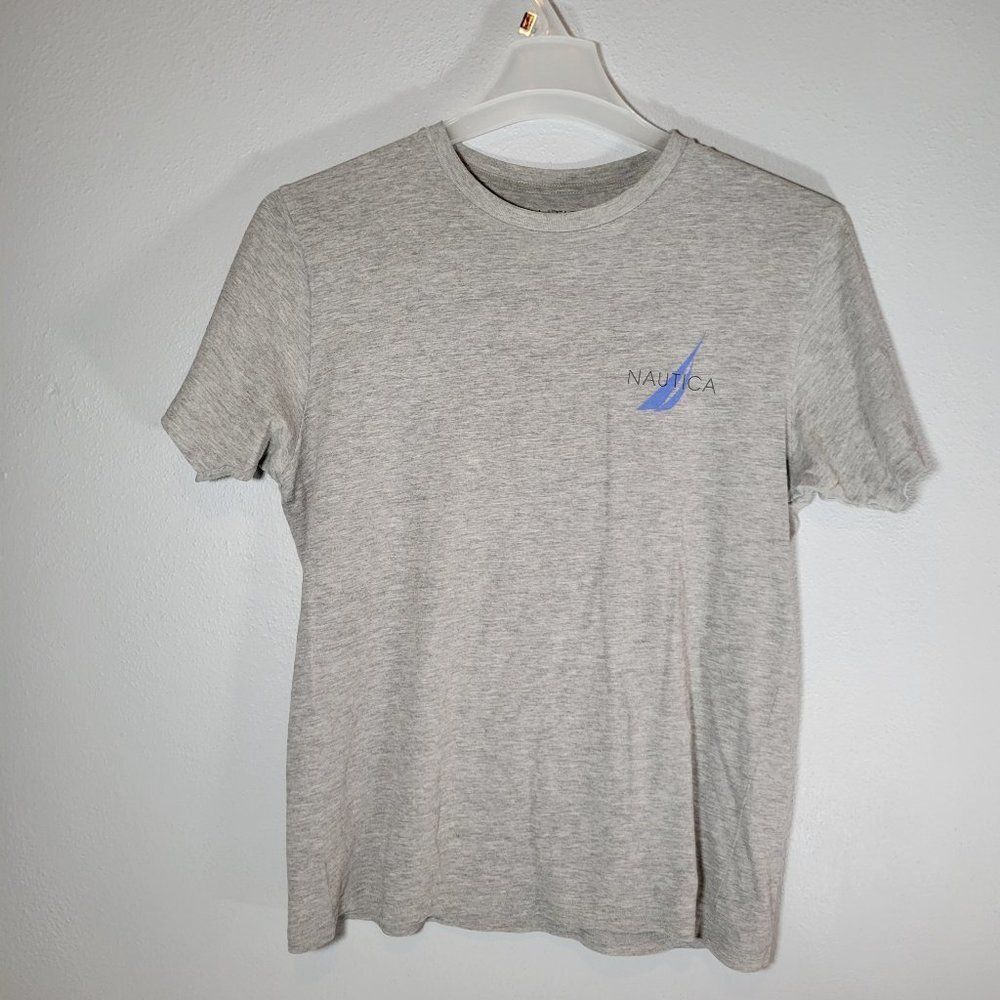 Nautica Graphic T-shirt Men Adult Gray Short Sleeve Size Medium